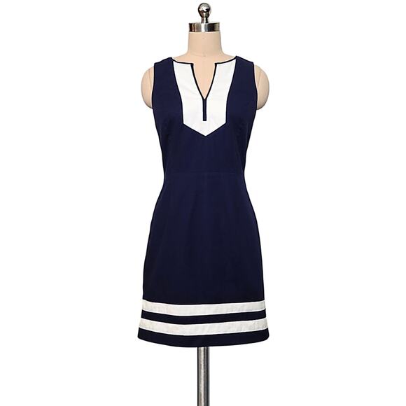 Tommy Hilfiger Dresses & Skirts - TOMMY HILFIGER Navy Blue And White A Line Shift V Neck Dress 2